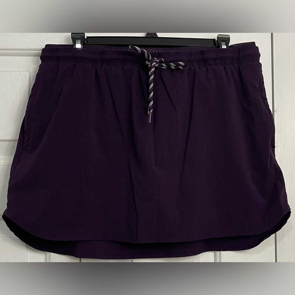 Members Marks Woven Skort Deep Purple W/Pockets, Drawstring Closure XL Worn